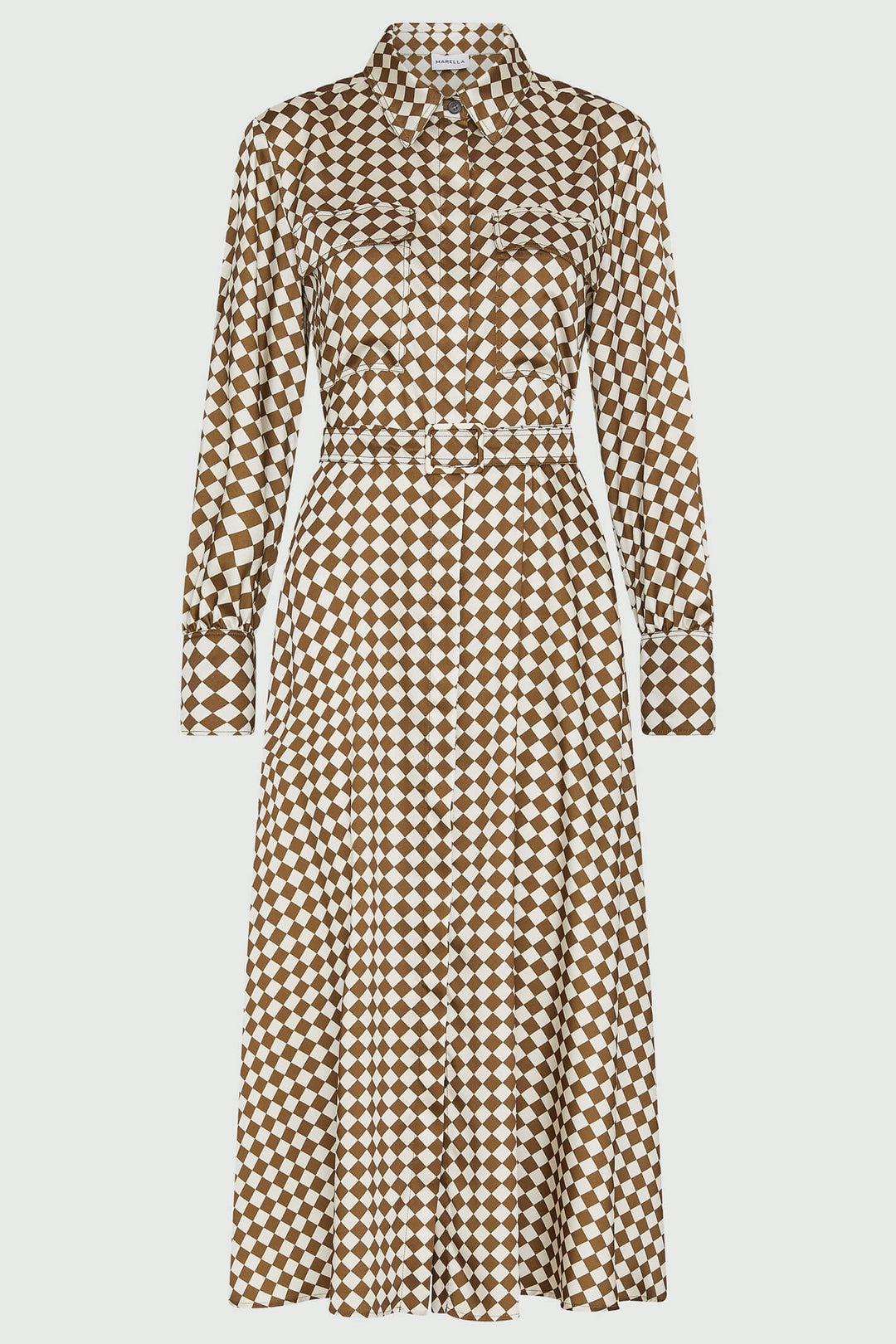 Marella Rovigo 2332261638200 Olive Green Print Shirt Dress - Olivia Grace Fashion
