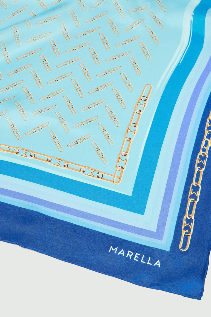 Marella Savina 6541013102002 Light Blue Print Silk Twill Scarf