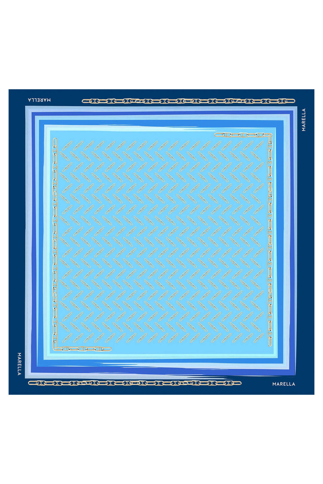 Marella Savina 6541013102002 Light Blue Print Silk Twill Scarf
