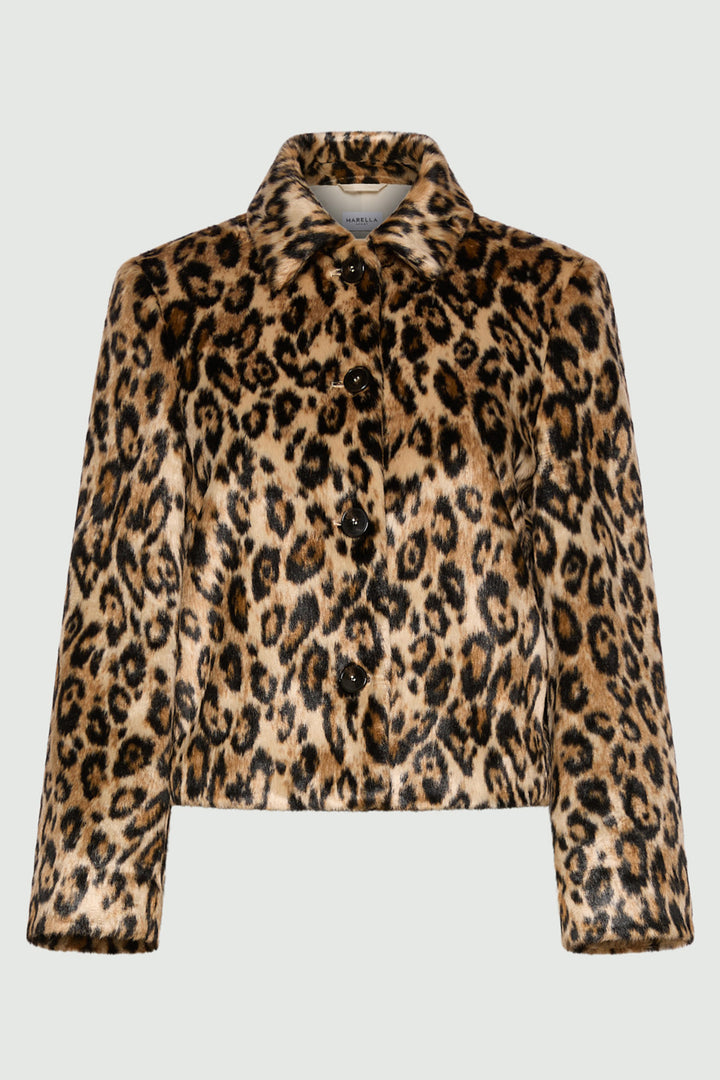 Marella Sport MLSANGEL Camel Spotted Faux Fur Jacket