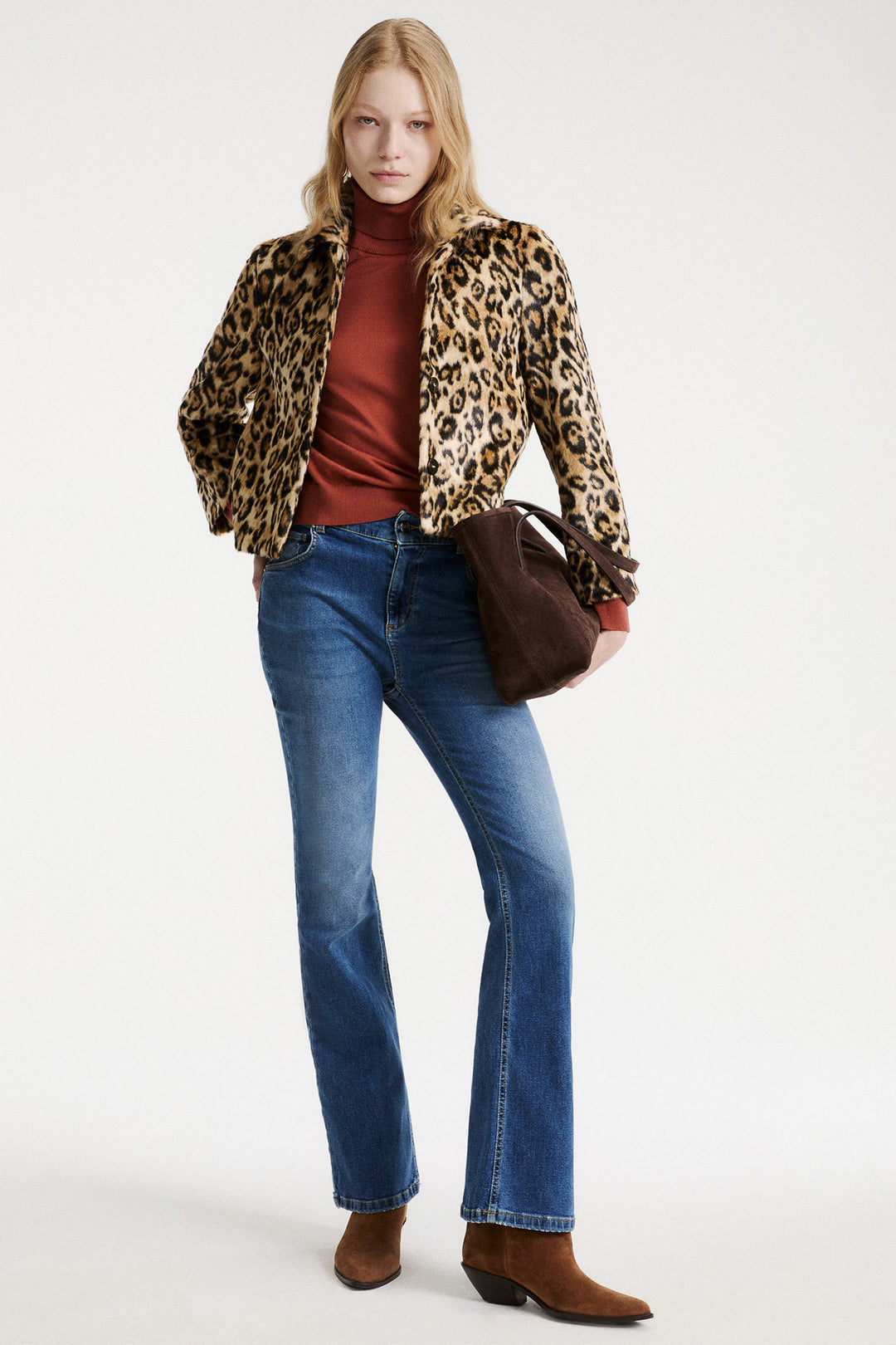 Marella Sport MLSANGEL Camel Spotted Faux Fur Jacket