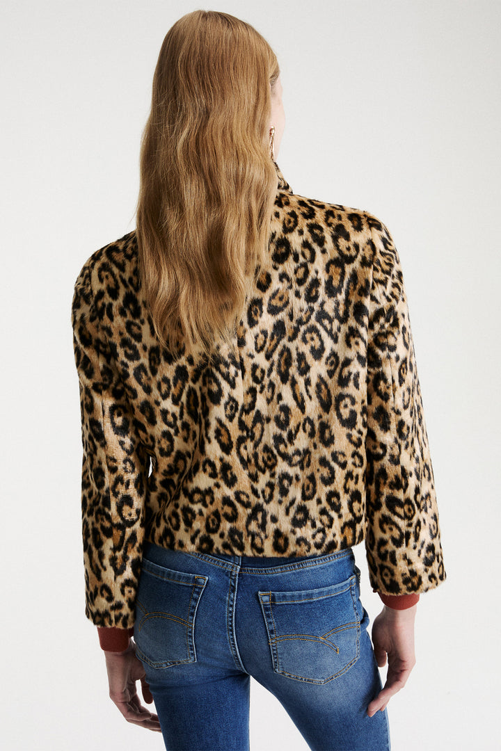 Marella Sport MLSANGEL Camel Spotted Faux Fur Jacket