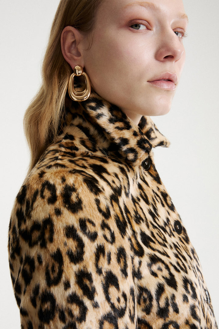 Marella Sport MLSANGEL Camel Spotted Faux Fur Jacket