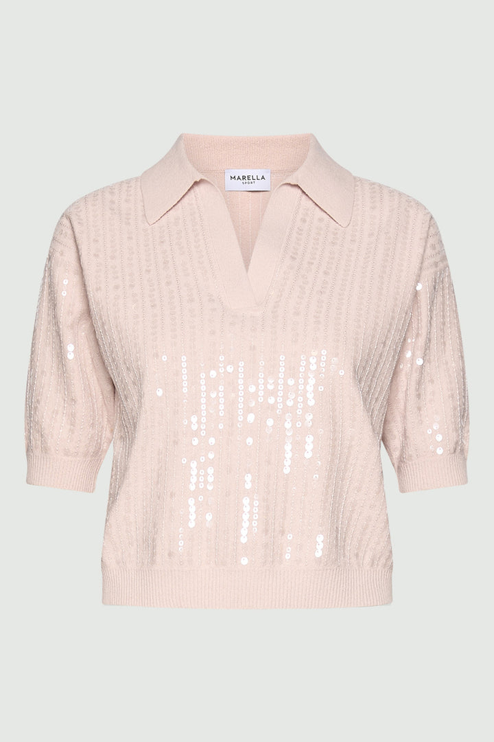 Marella Sport MLSAVOCADO Powder Light Bouclé Yarn Sequin Jumper