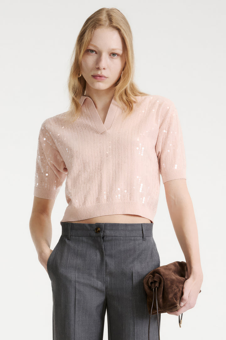 Marella Sport MLSAVOCADO Powder Light Bouclé Yarn Sequin Jumper