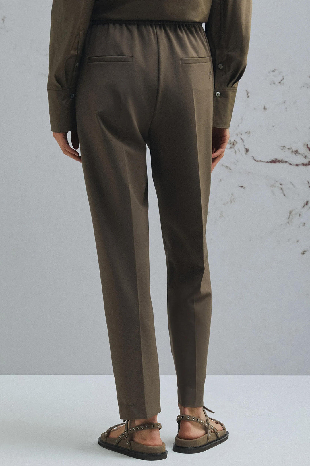 Marella Teso Brown Drawstring Waist Trousers 2613131075200