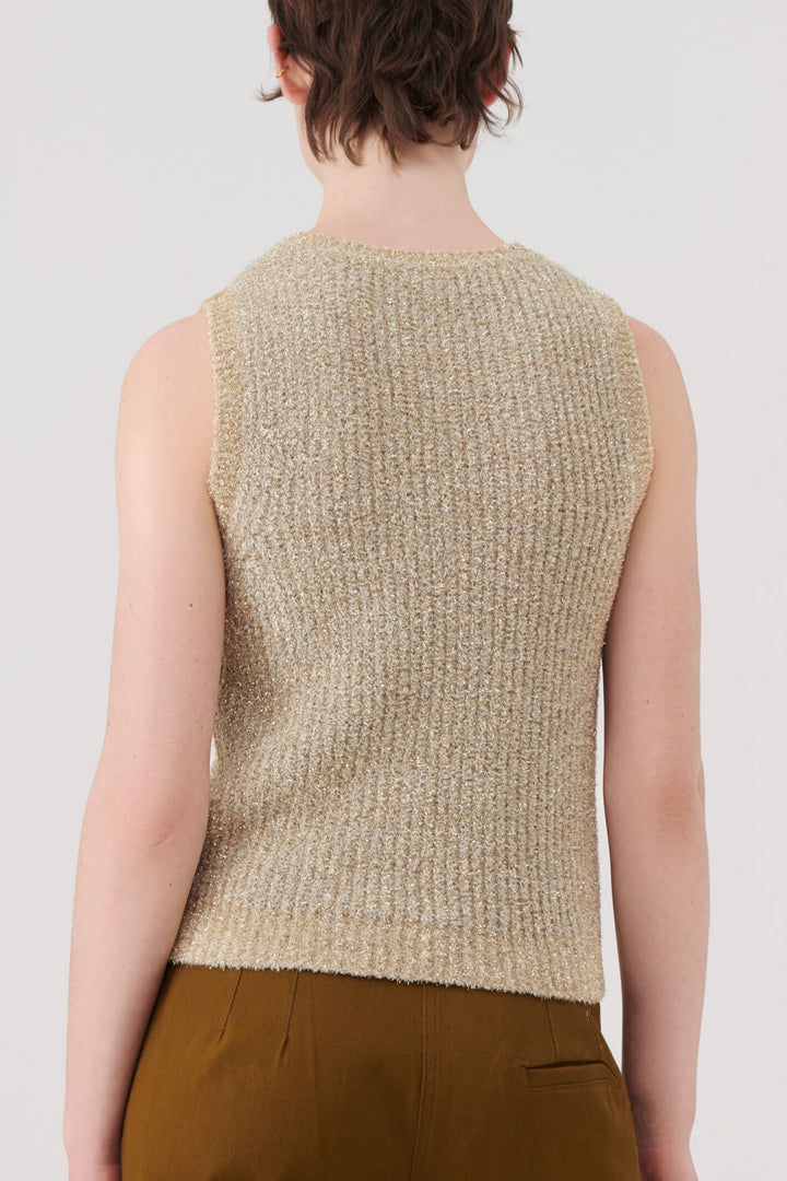 Marella Yaqui2 Beige Golden Slipover Tank Top - Olivia Grace Fashion
