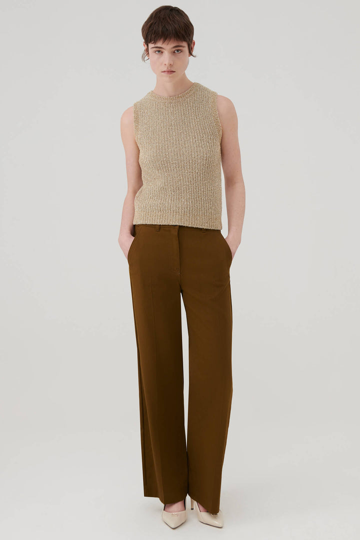 Marella Yaqui2 Beige Golden Slipover Tank Top - Olivia Grace Fashion