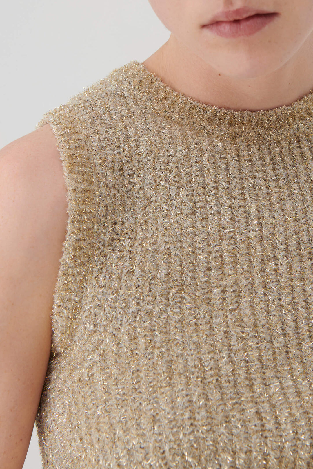 Marella Yaqui2 Beige Golden Slipover Tank Top - Olivia Grace Fashion