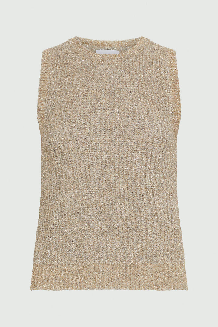 Marella Yaqui2 Beige Golden Slipover Tank Top - Olivia Grace Fashion