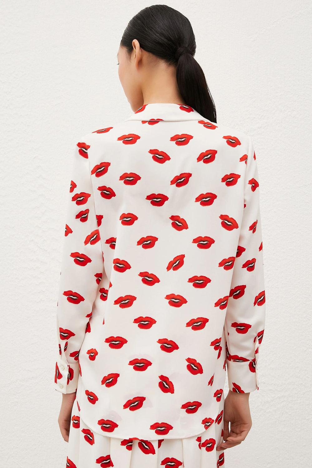 Marella Yeah White Mouths Print Shirt 2423116063200 - Olivia Grace Fashion
