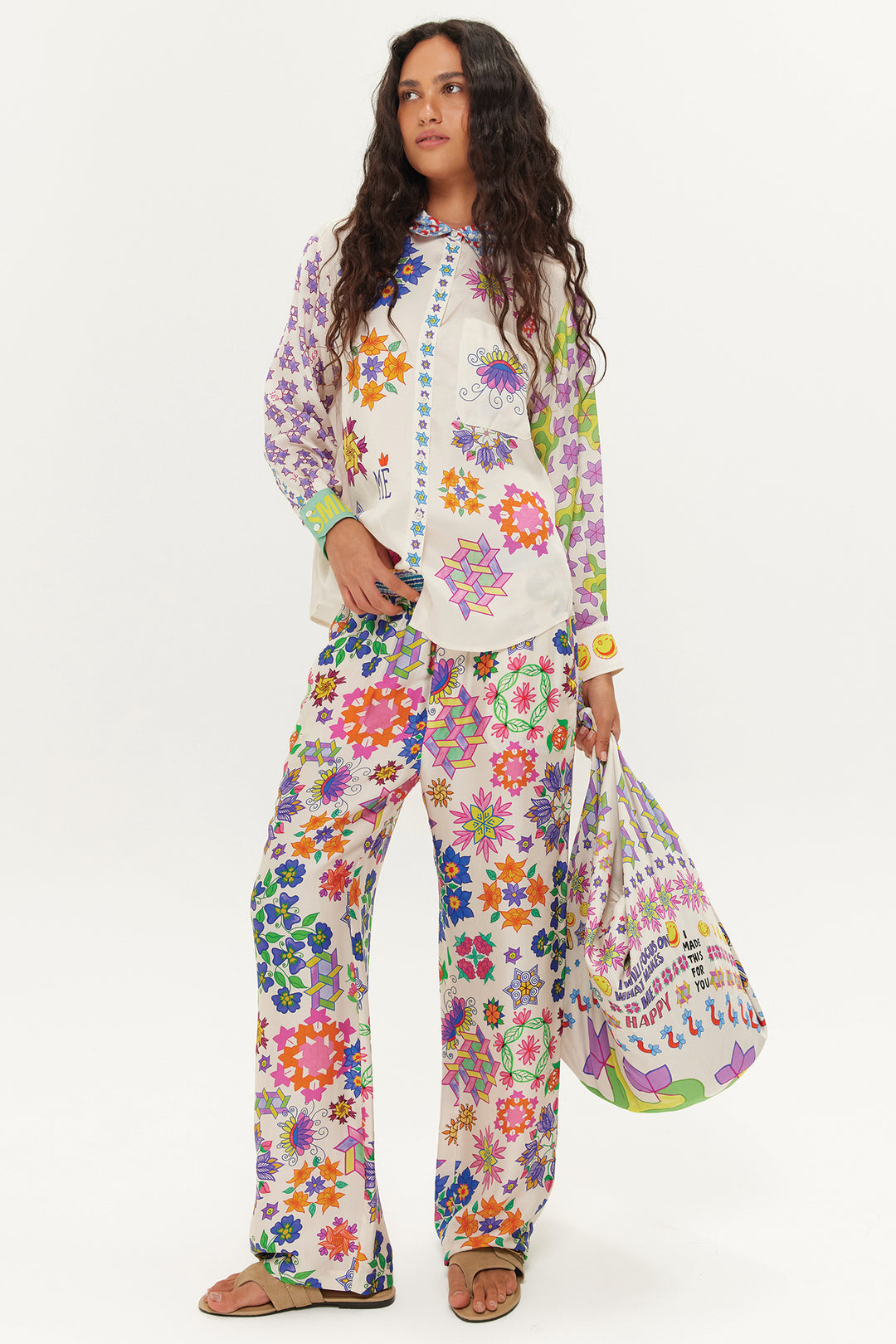 Me369 Bailey Multicolour Markers Print Straight Leg Trousers