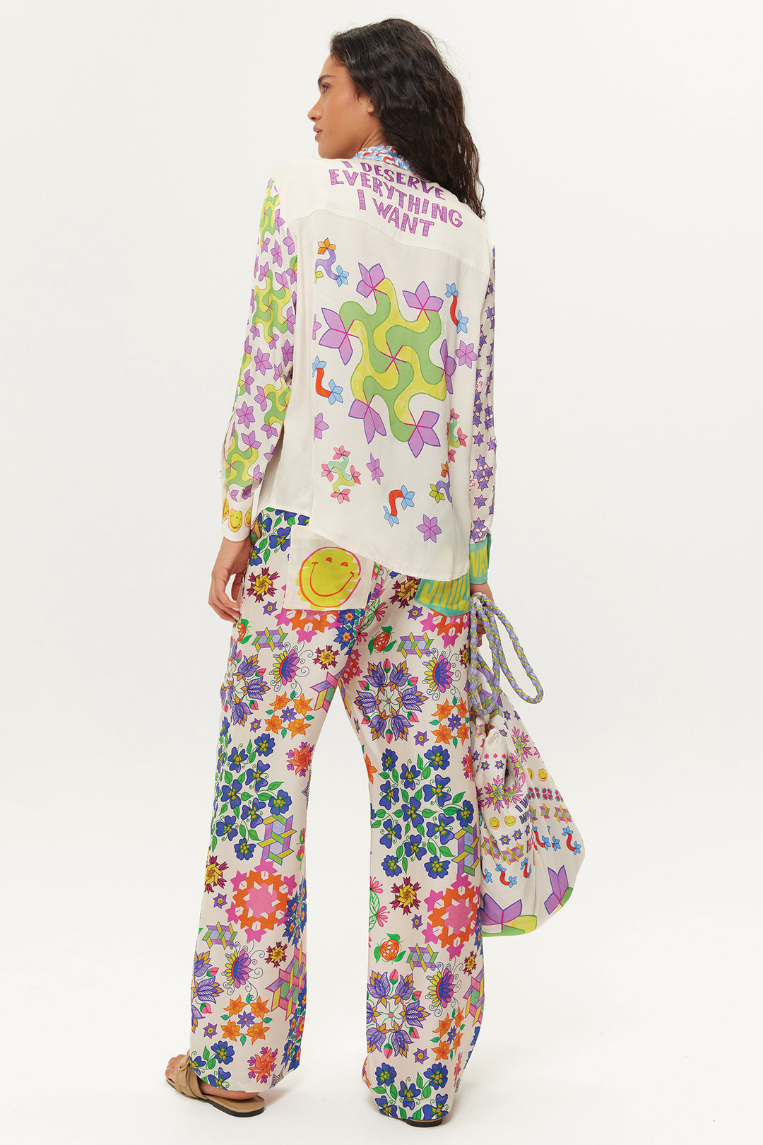 Me369 Bailey Multicolour Markers Print Straight Leg Trousers