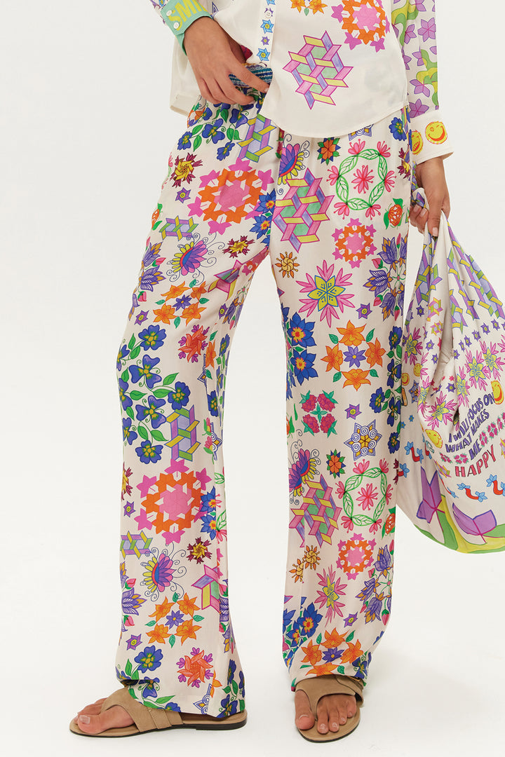 Me369 Bailey Multicolour Markers Print Straight Leg Trousers