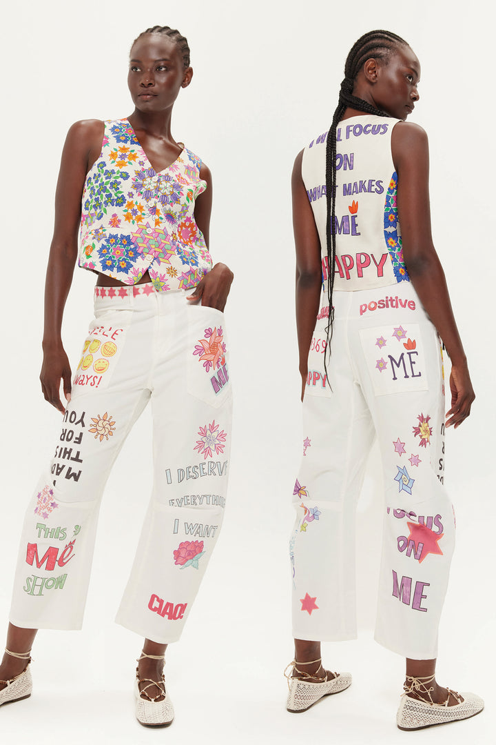 Me369 Cameron Multicolour Markers Print Waistcoat