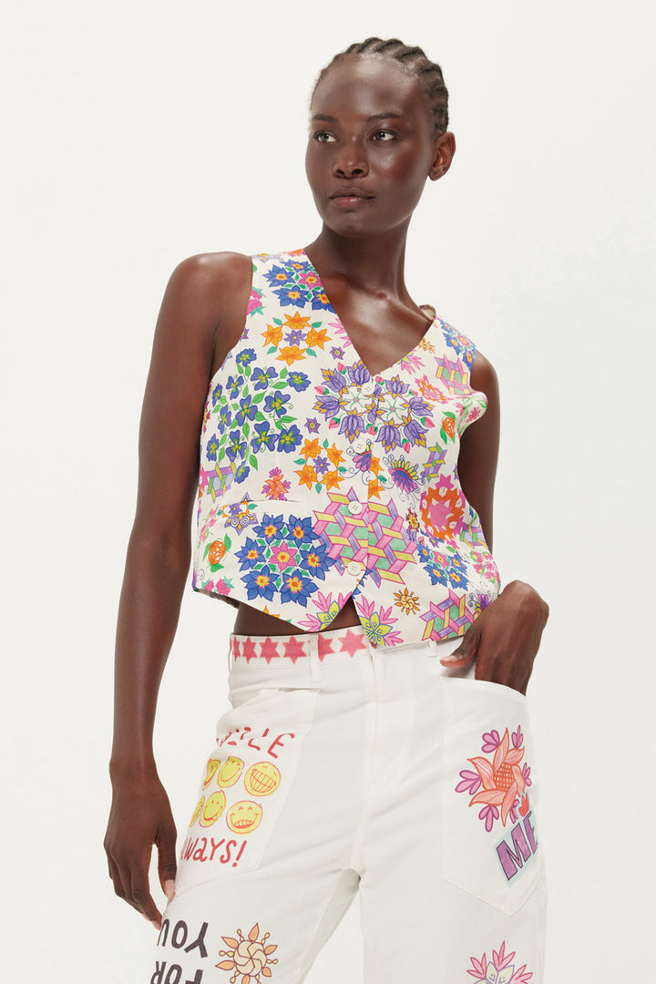 Me369 Cameron Multicolour Markers Print Waistcoat