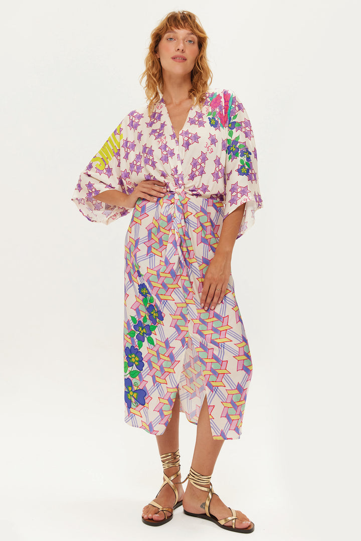 Me369 Camila Multicolour Markers Print Dress