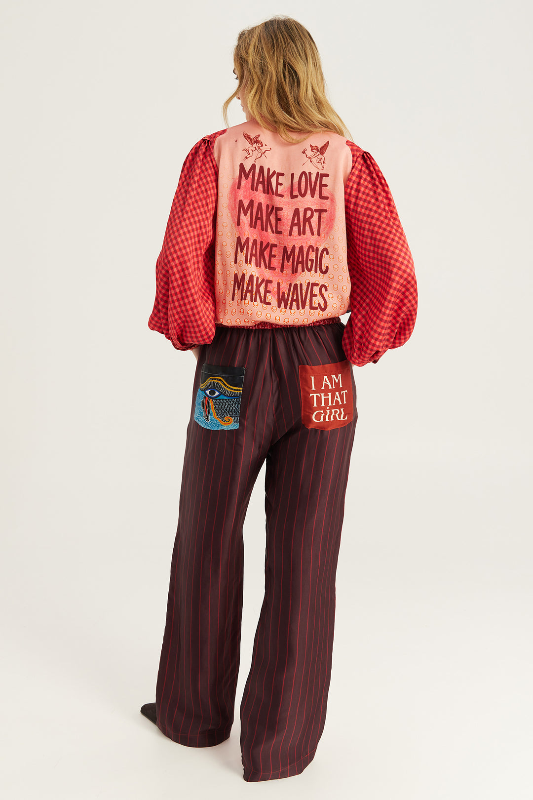 Me369 Nola Red Aura printed tie shirt at Olivia Grace Fashion
