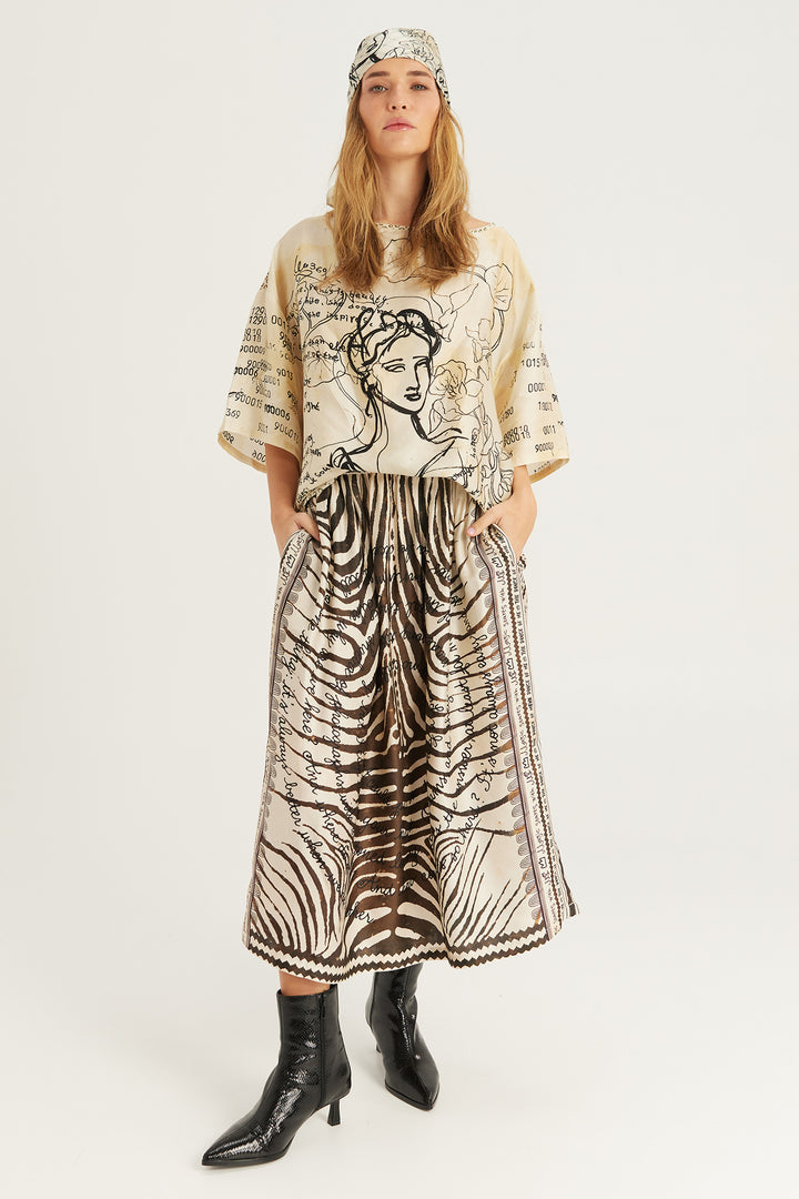 Me369 Vanessa Noir Muse midi skirt at Olivia Grace Fashion