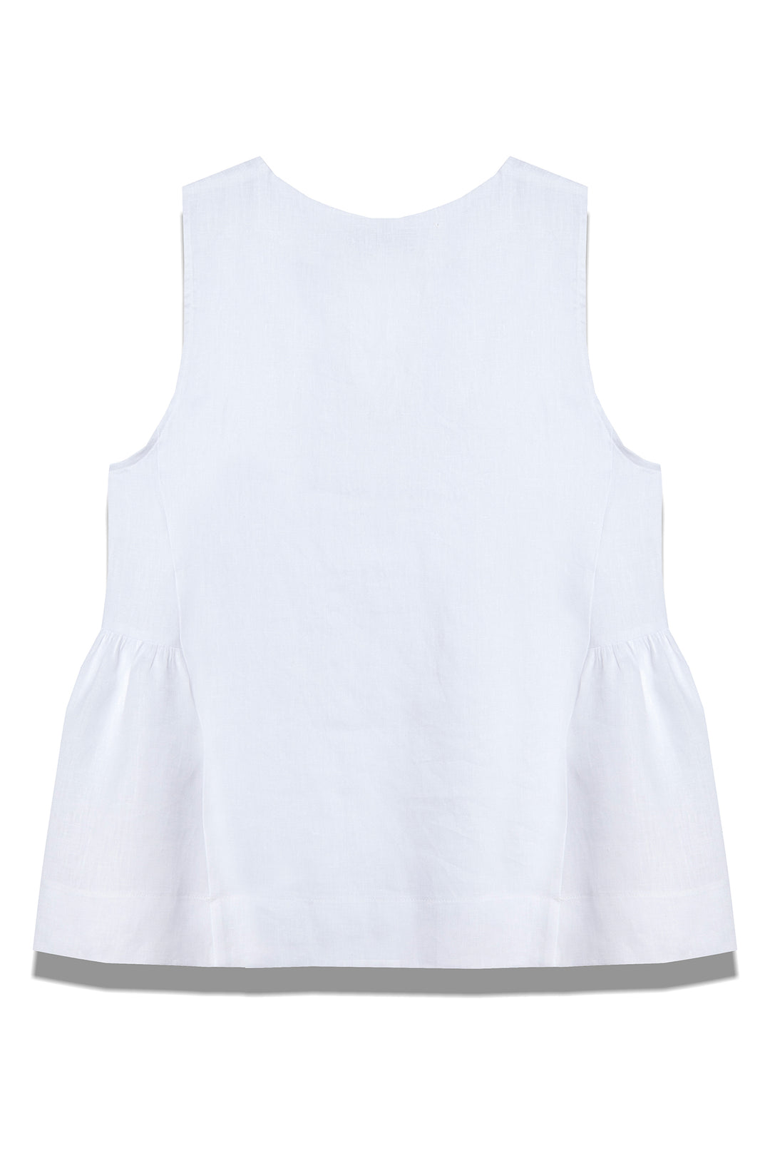 Milla 1024178 White Sleeveless V-Neck Linen Top