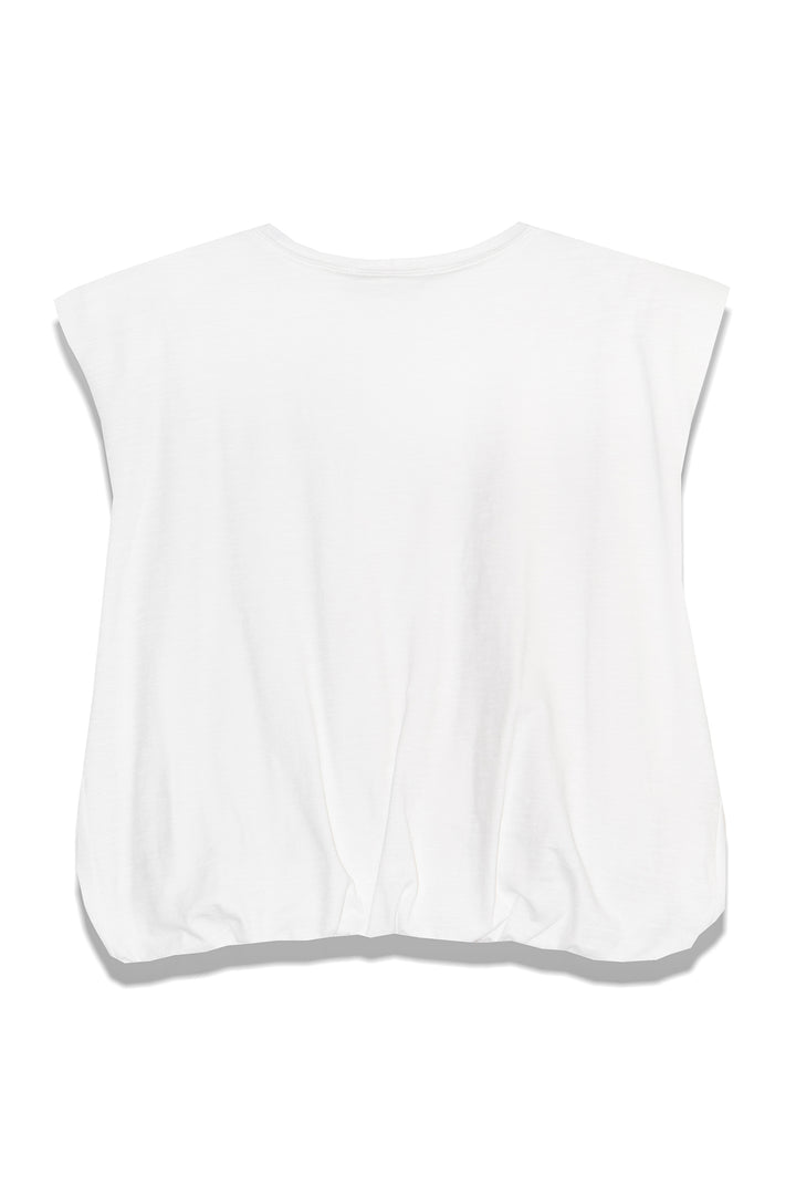 Milla 1034115 White Padded Shoulder Crop T-Shirt