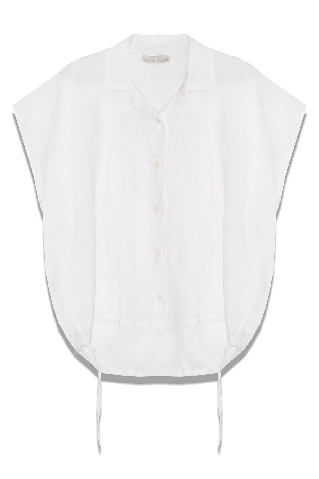 Milla 1115033 White Cap Sleeve Drawstring Shirt