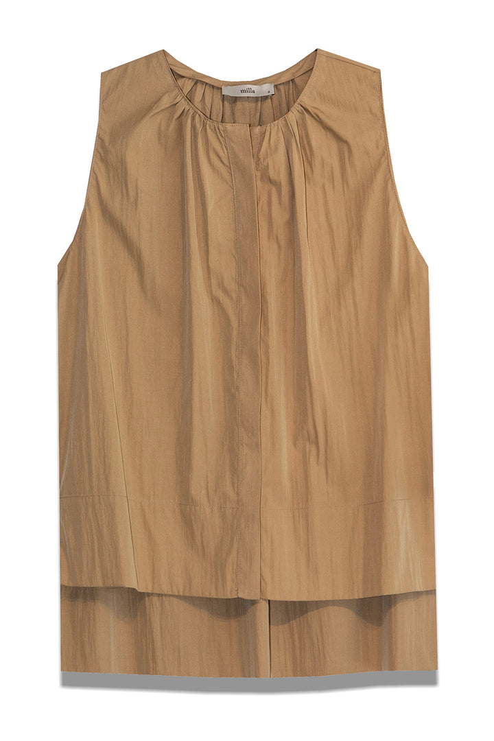 Milla 1155070 Gold Gathered Sleeveless Shirt