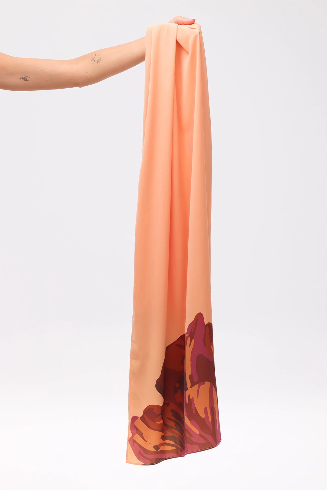 Mioh Marcia Maxi Peach Waterfall Neck Floral Print Dress