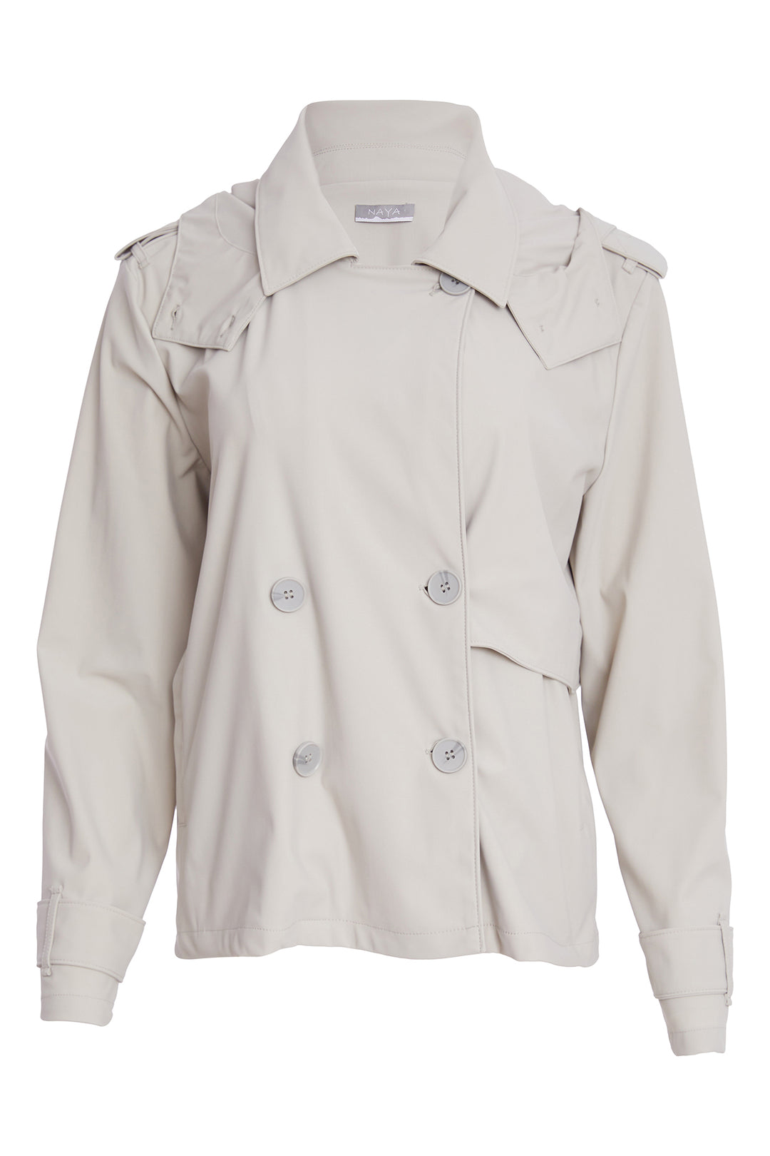 Naya NPA26197 Ash Double Breasted Hooded Jacket
