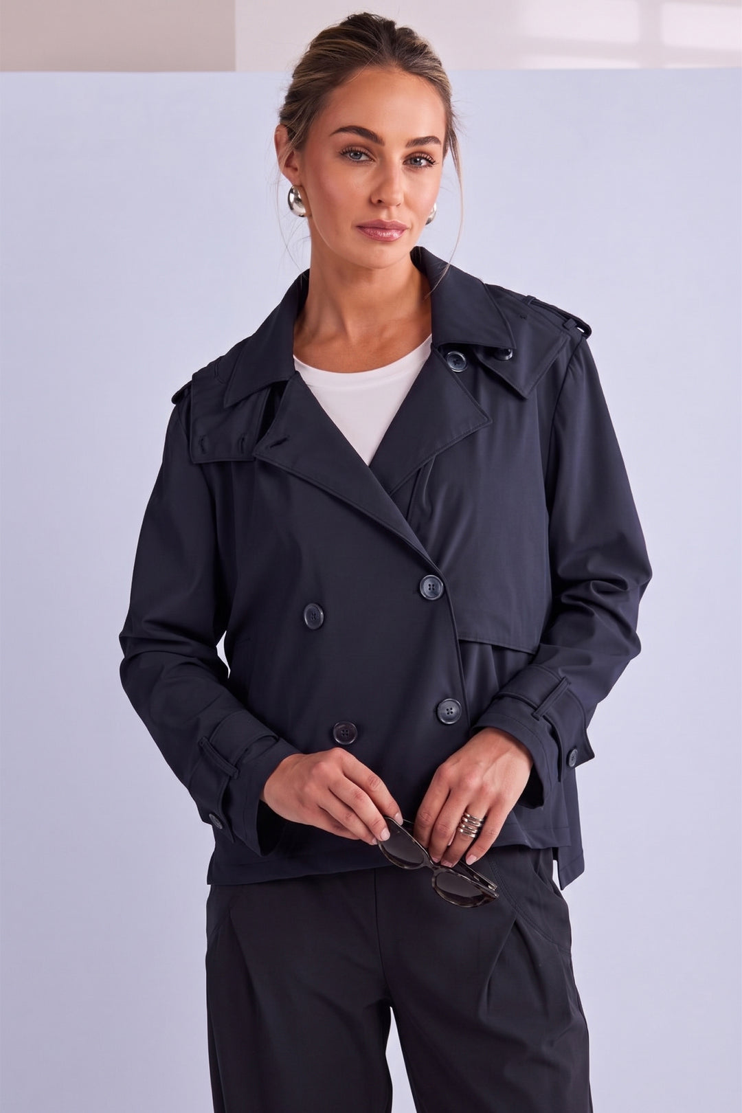 Naya NPA26197 French Blue Double Breasted Hooded Jacket