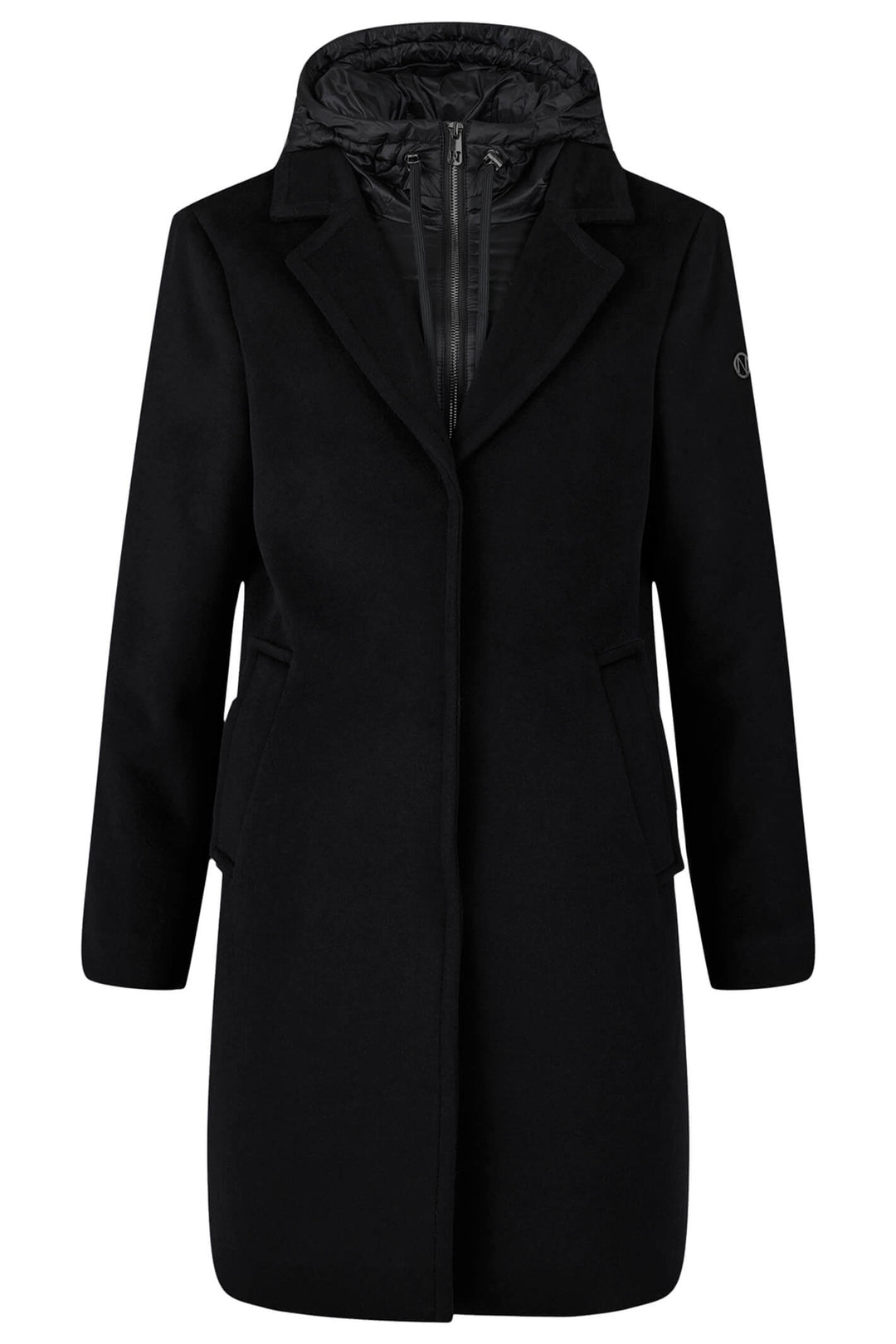Normann 7723-55-90 Black Padded Back Coat - Olivia Grace Fashion