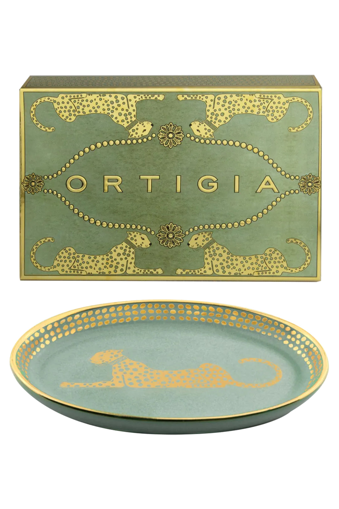 Ortigia Sicilia Green Leopard Ceramic Dish at Olivia Grace Fashion