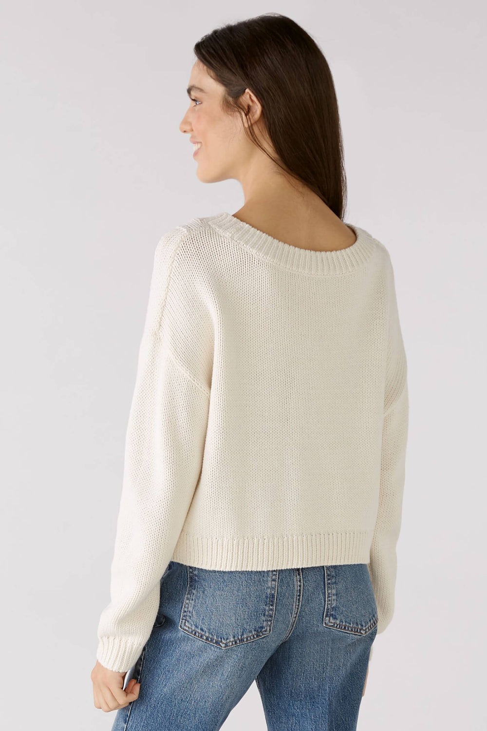 Oui 78276 Pristine Cream Weave Knit Jumper - Olivia Grace Jumper