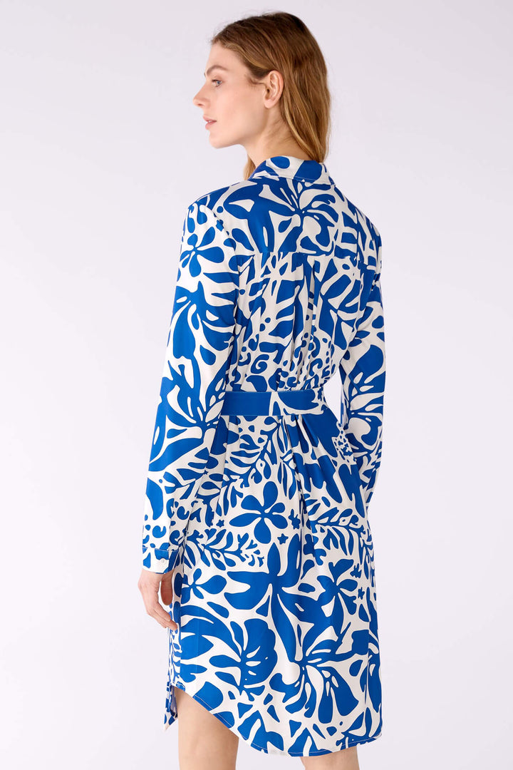 Oui 78548 Blue White Print Shirt Dress With Belt - Olivia Grace Fashion