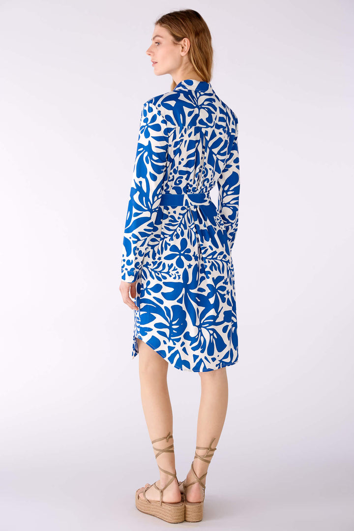 Oui 78548 Blue White Print Shirt Dress With Belt - Olivia Grace Fashion