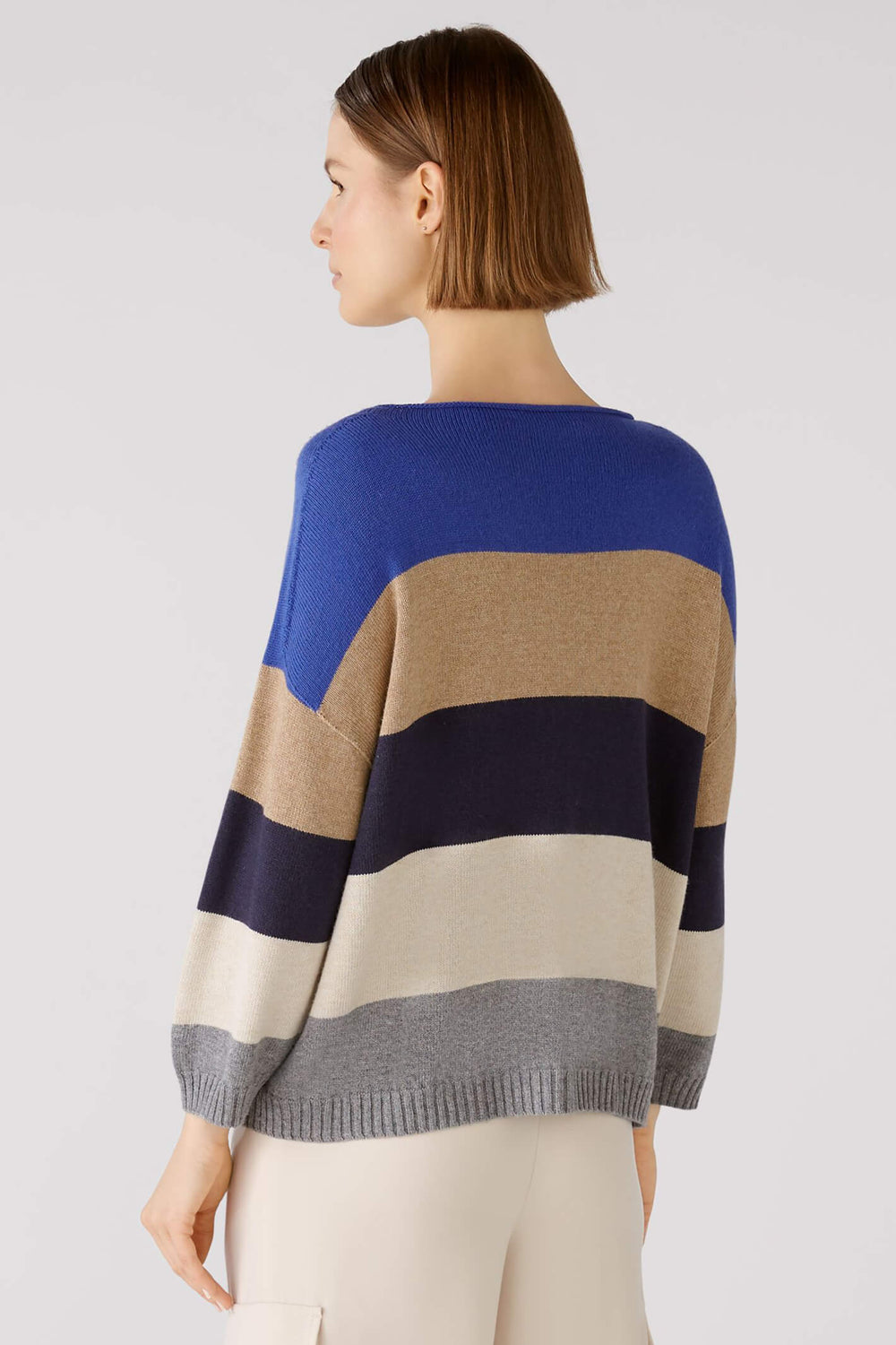 Oui 79351 Blue Stone Wide Stripe Jumper - Olivia Grace Fashion