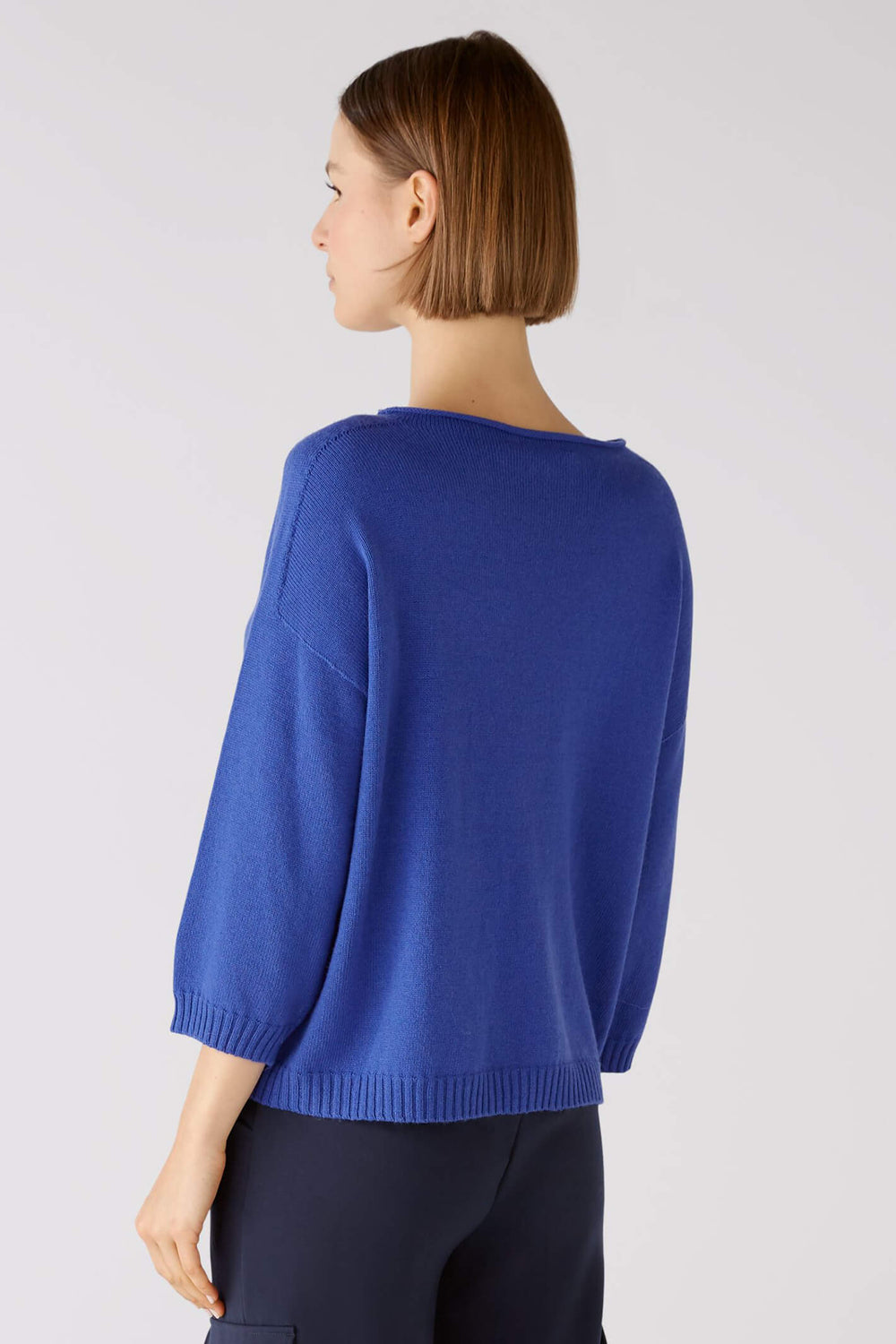 Oui 79351 Royal Blue Curl Neck Jumper - Olivia Grace Fashion