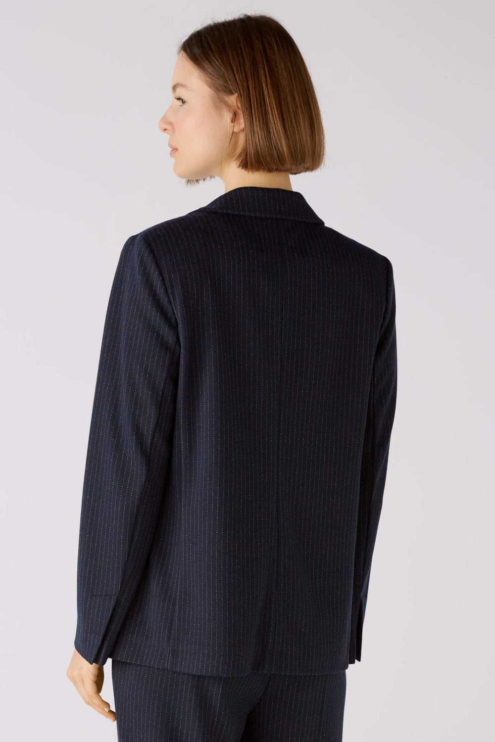 Oui 79453 Navy Pinstripe One Button Blazer Jacket - Olivia Grace Fashion