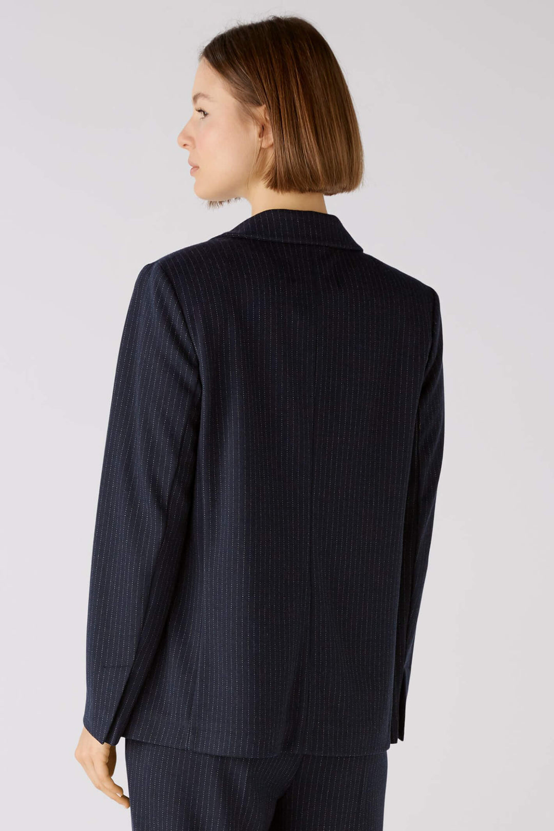 Oui 79453 Navy Pinstripe One Button Blazer Jacket - Olivia Grace Fashion