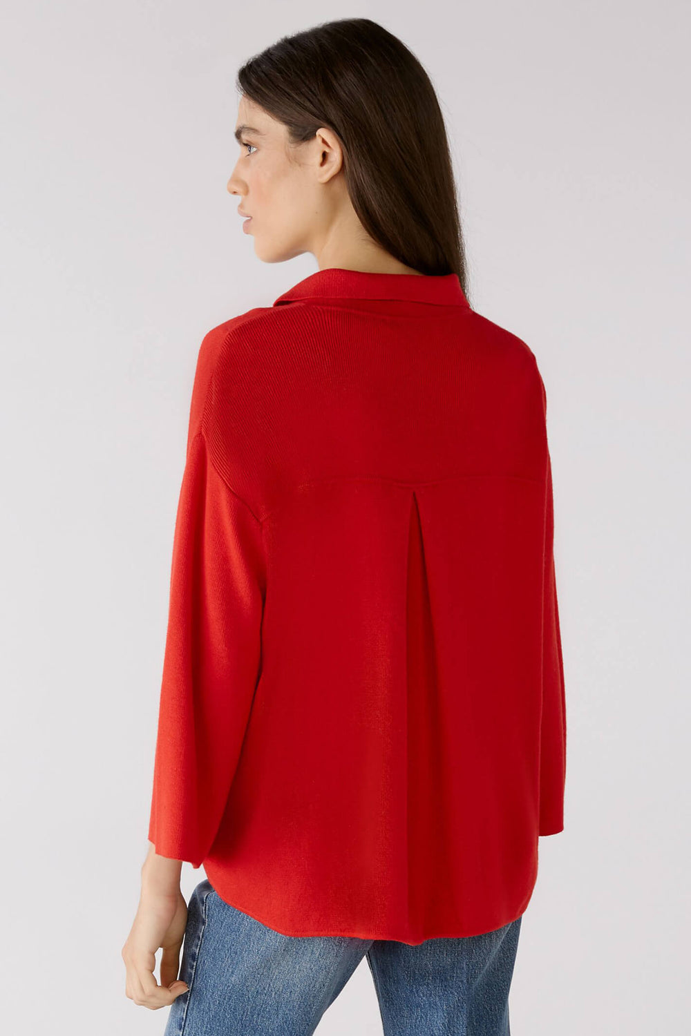 Oui 79613 Chinese Red Knit Shirt - Olivia Grace Fashion