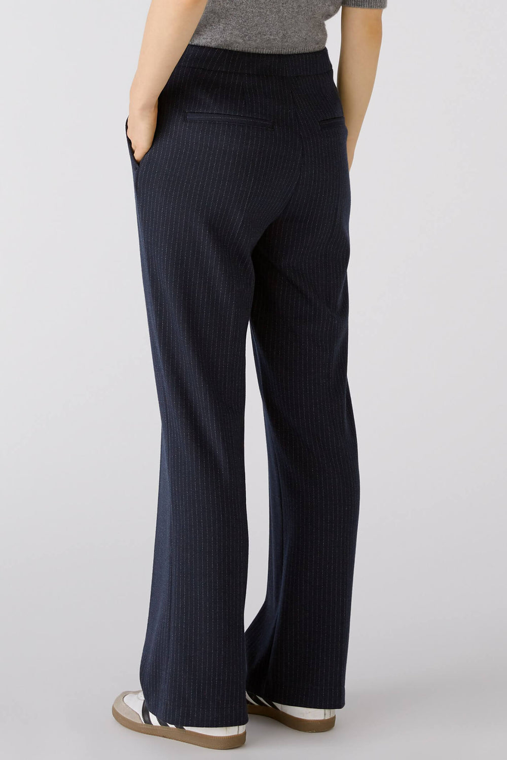 Oui 79812 Navy Grey Pinstripe Trousers - Olivia Grace Fashion