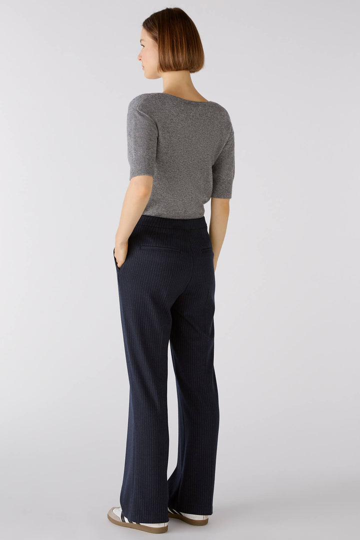 Oui 79812 Navy Grey Pinstripe Trousers - Olivia Grace Fashion