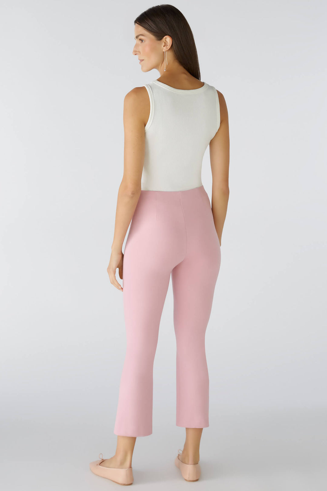 Oui 85724 Rose Pink Pull-On Cropped Trousers - Olivia Grace Fashion