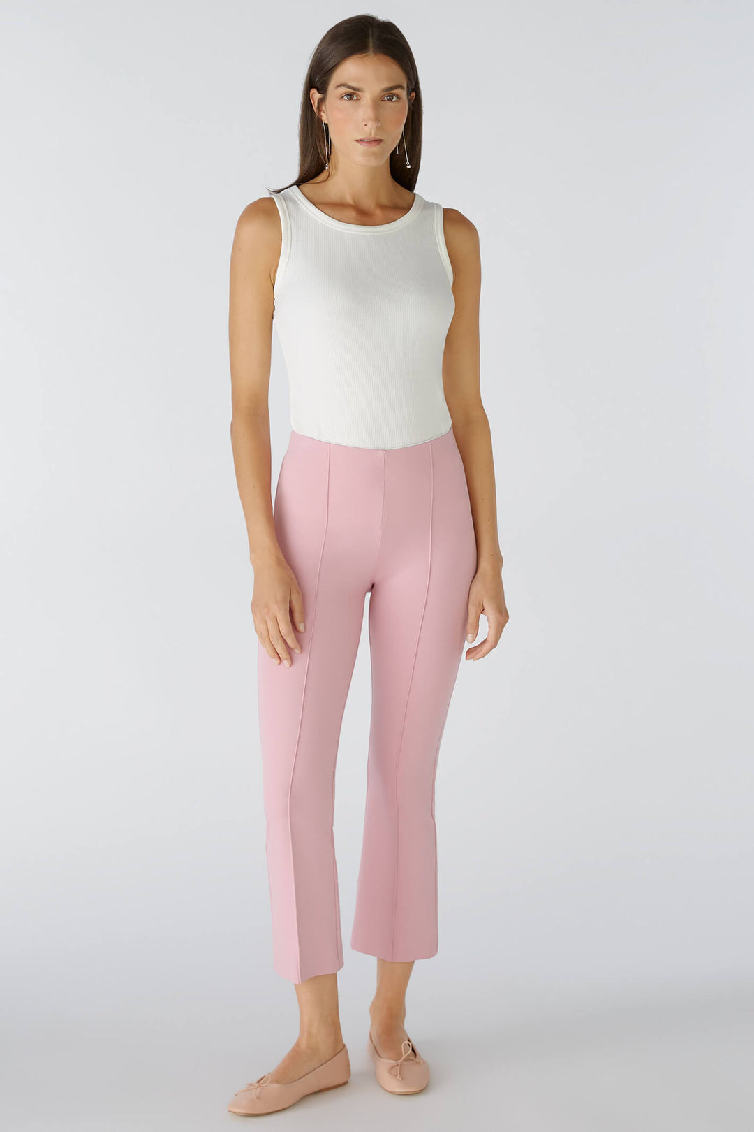 Oui 85724 Rose Pink Pull-On Cropped Trousers - Olivia Grace Fashion