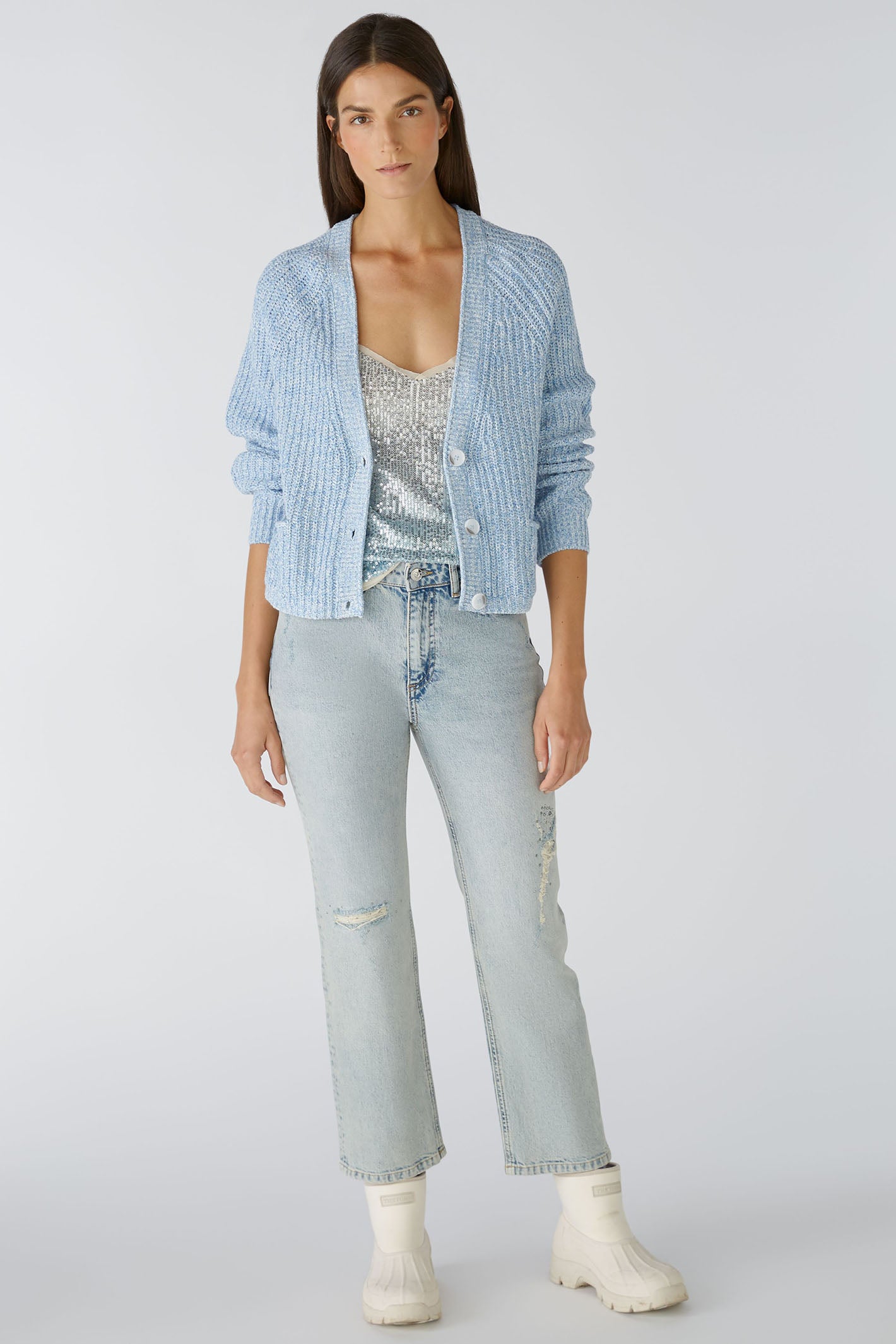 Oui 85767 Light Blue Ribbed Cardigan – Olivia Grace Fashion