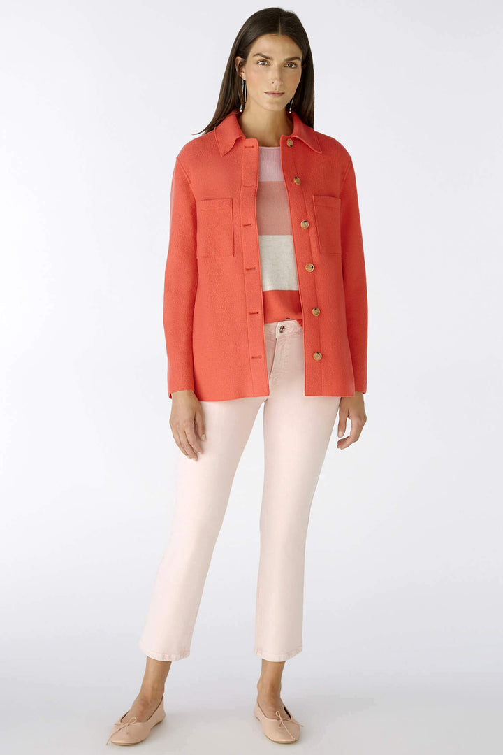 Oui 85802 Coral Button Front Jacket Shacket - Olivia Grace Fashion