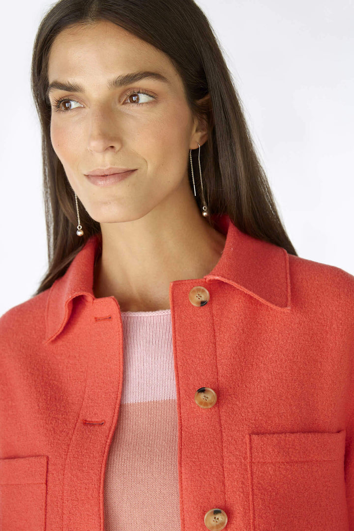 Oui 85802 Coral Button Front Jacket Shacket - Olivia Grace Fashion