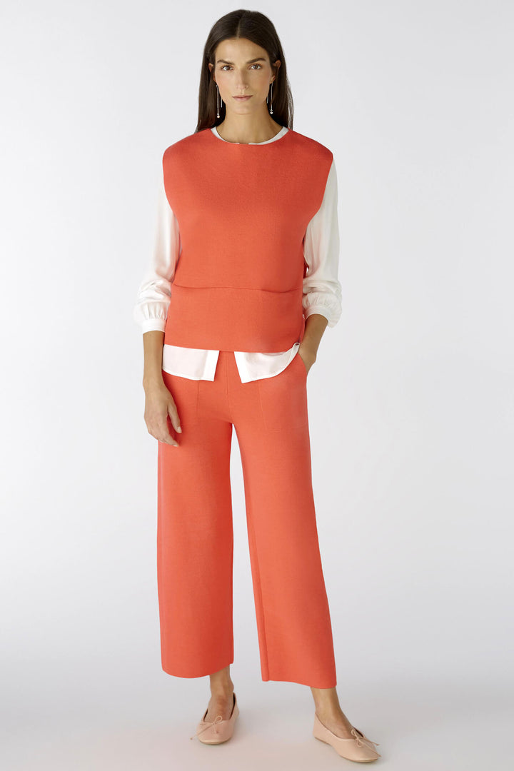 Oui 85978 Hot Coral Sleeveless Slipover Jumper - Olivia Grace Fashion