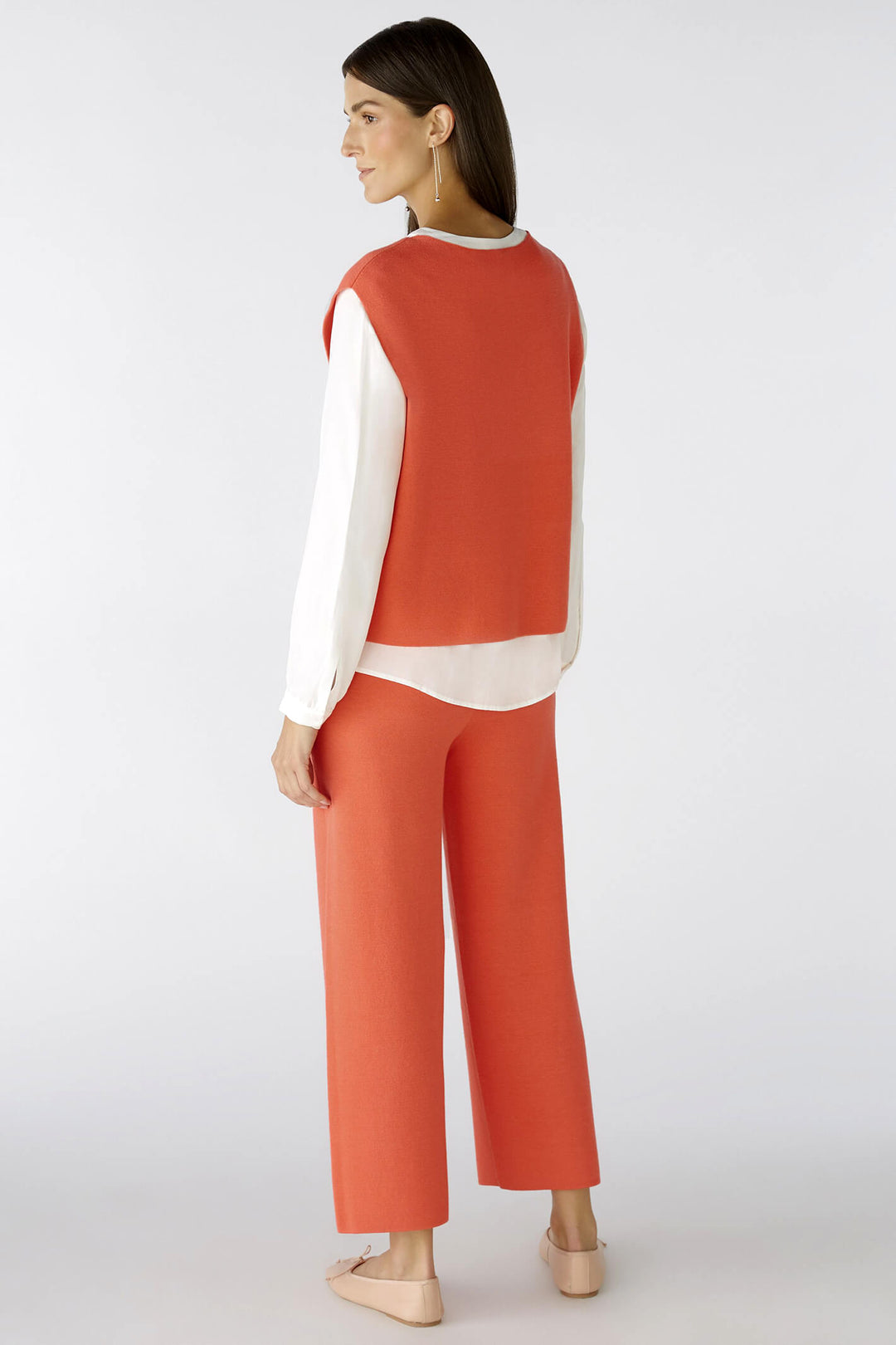 Oui 85978 Hot Coral Sleeveless Slipover Jumper - Olivia Grace Fashion