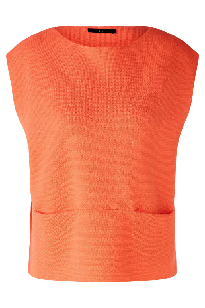 Oui 85978 Hot Coral Sleeveless Slipover Jumper - Olivia Grace Fashion